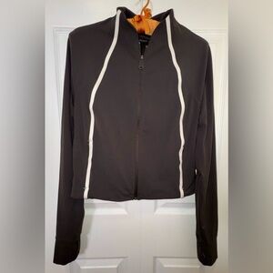 Athleta Salutation Crop Jacket Brown w/ Contrast Trim Size M (Runs Small)